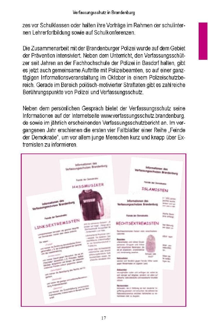 Seite 16 des Verfassungsschutzbericht 2005 Brandenburg