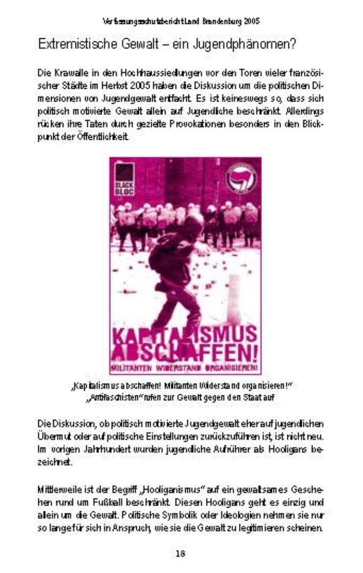 Seite 17 des Verfassungsschutzbericht 2005 Brandenburg