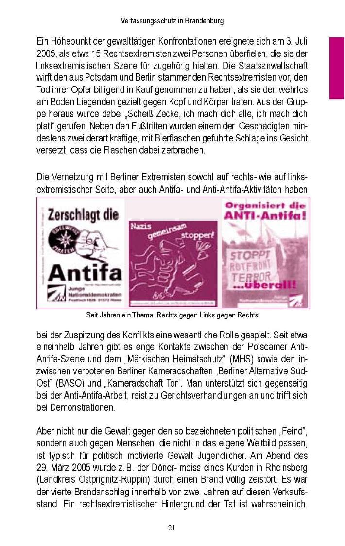 Seite 20 des Verfassungsschutzbericht 2005 Brandenburg