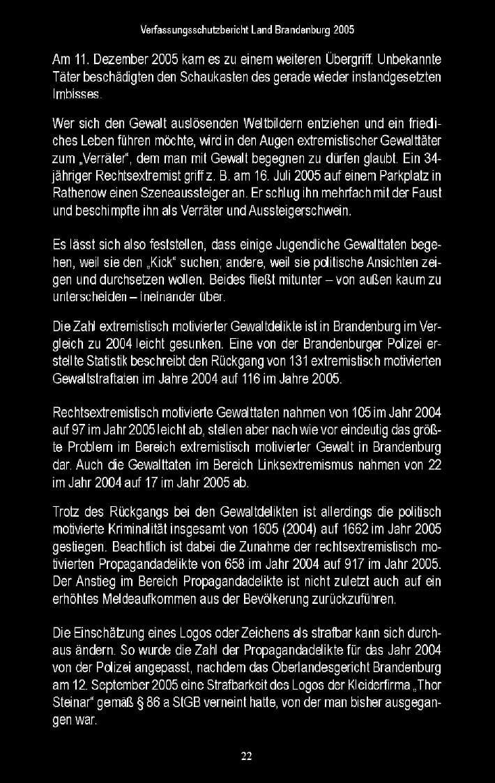 Seite 21 des Verfassungsschutzbericht 2005 Brandenburg