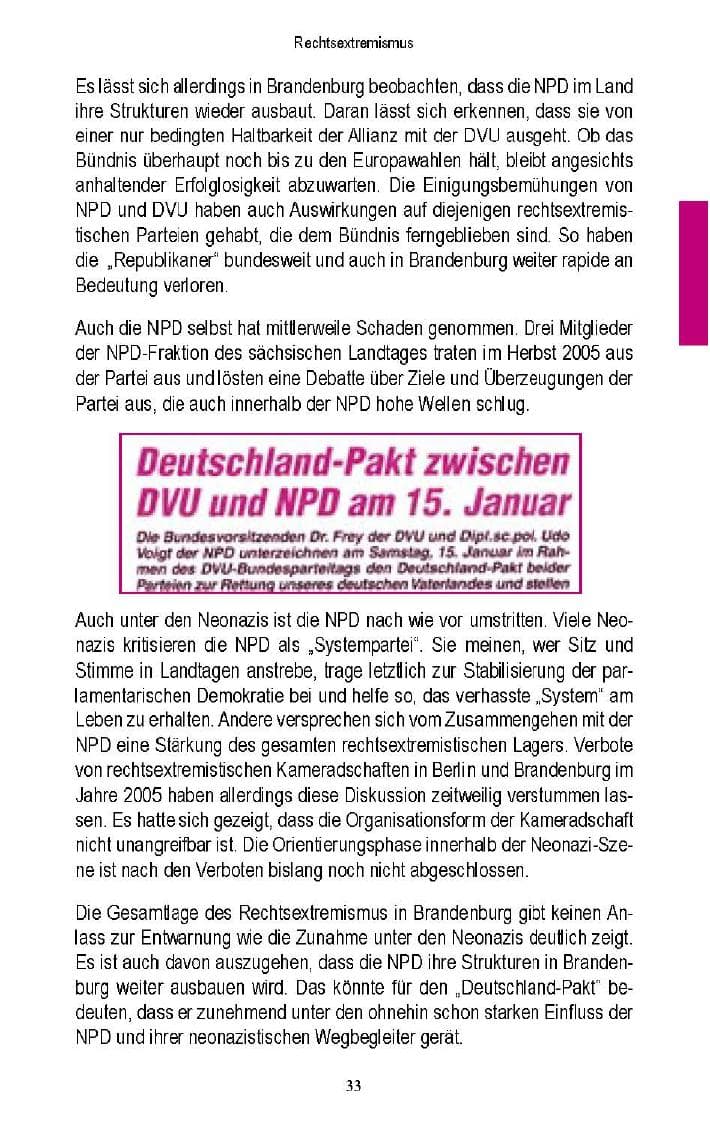 Seite 31 des Verfassungsschutzbericht 2005 Brandenburg