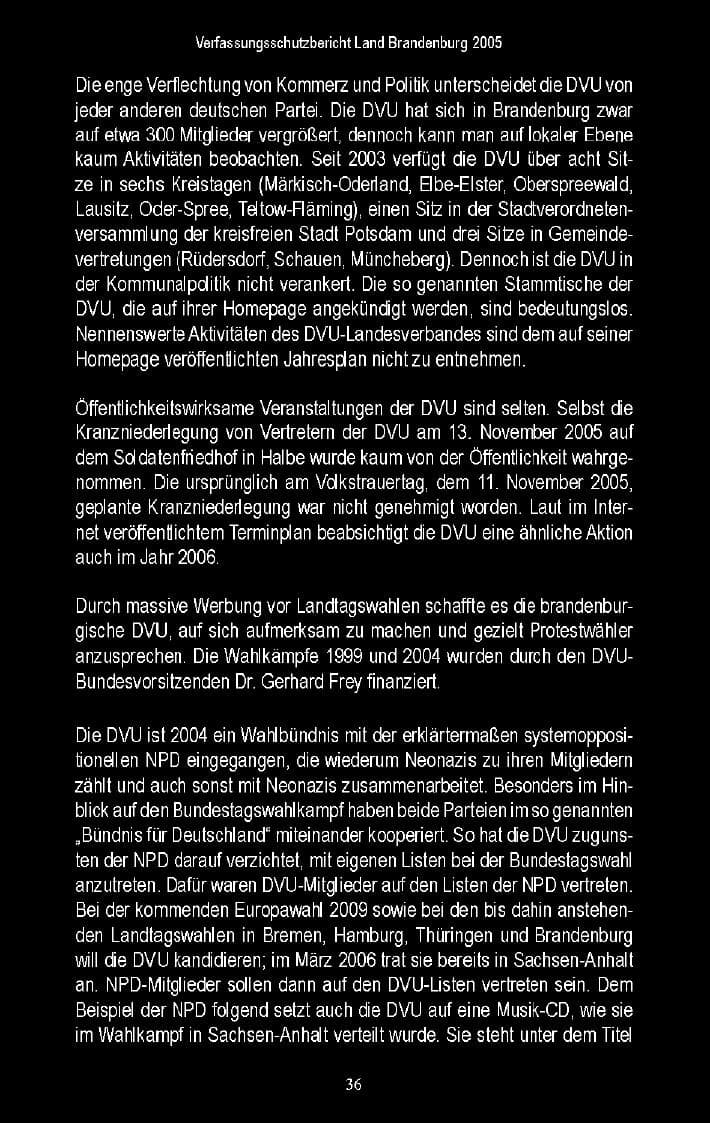 Seite 34 des Verfassungsschutzbericht 2005 Brandenburg