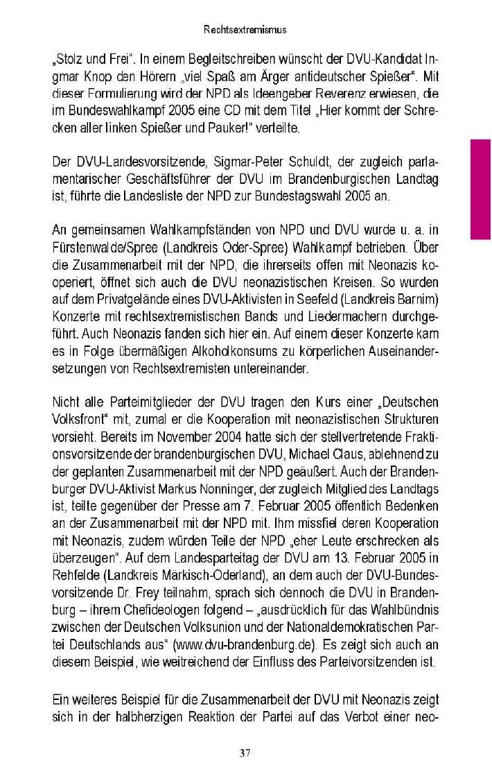 Seite 35 des Verfassungsschutzbericht 2005 Brandenburg