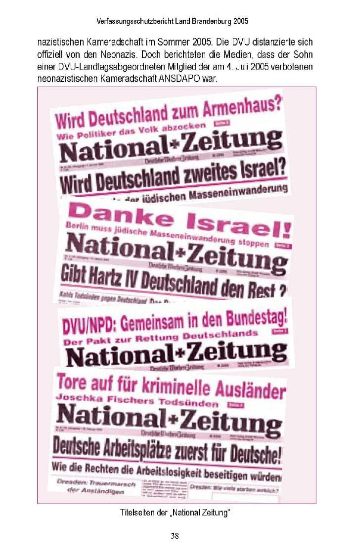 Seite 36 des Verfassungsschutzbericht 2005 Brandenburg