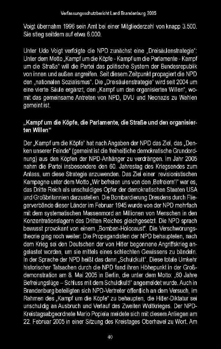 Seite 38 des Verfassungsschutzbericht 2005 Brandenburg