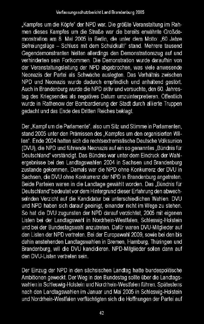 Seite 40 des Verfassungsschutzbericht 2005 Brandenburg