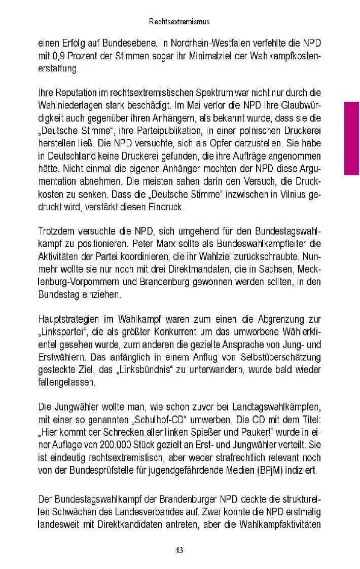 Seite 41 des Verfassungsschutzbericht 2005 Brandenburg