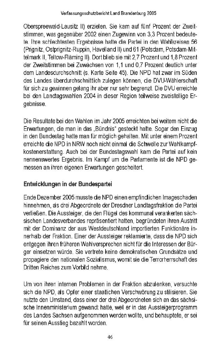 Seite 44 des Verfassungsschutzbericht 2005 Brandenburg