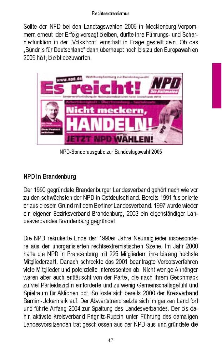 Seite 45 des Verfassungsschutzbericht 2005 Brandenburg