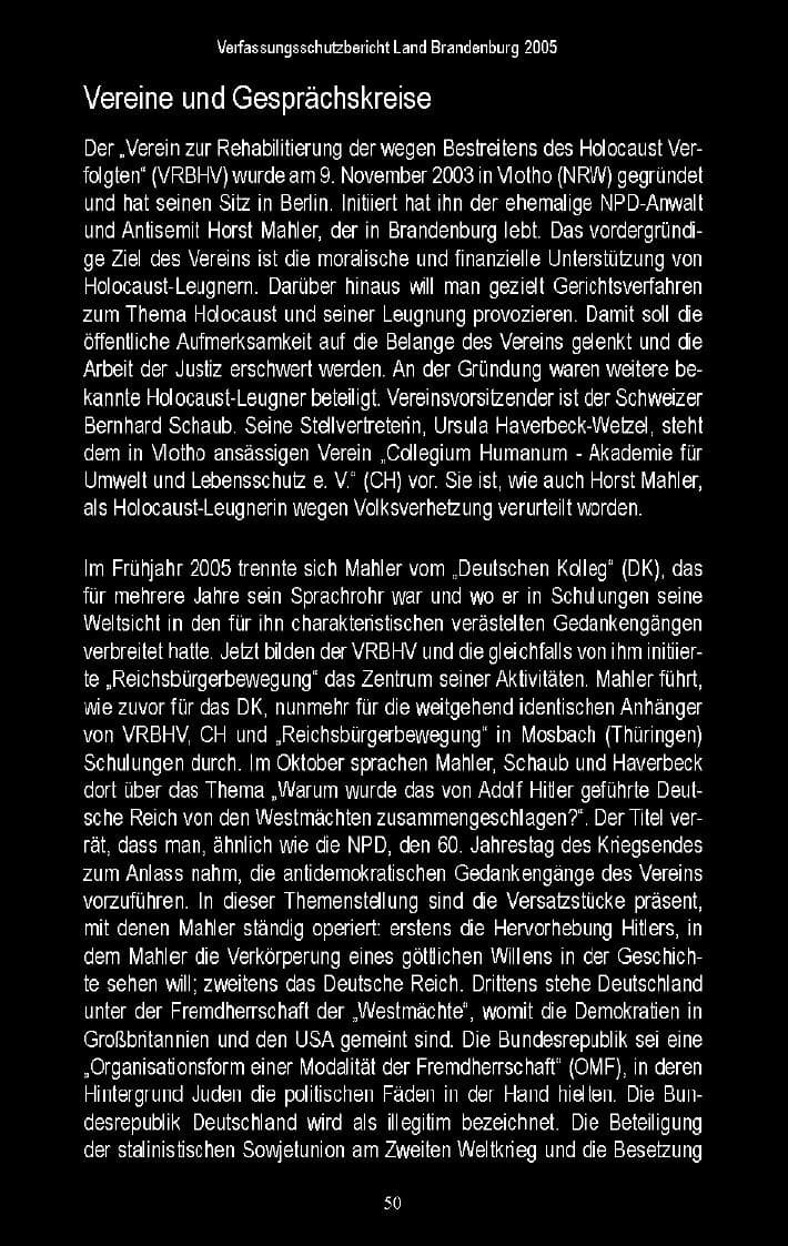 Seite 48 des Verfassungsschutzbericht 2005 Brandenburg