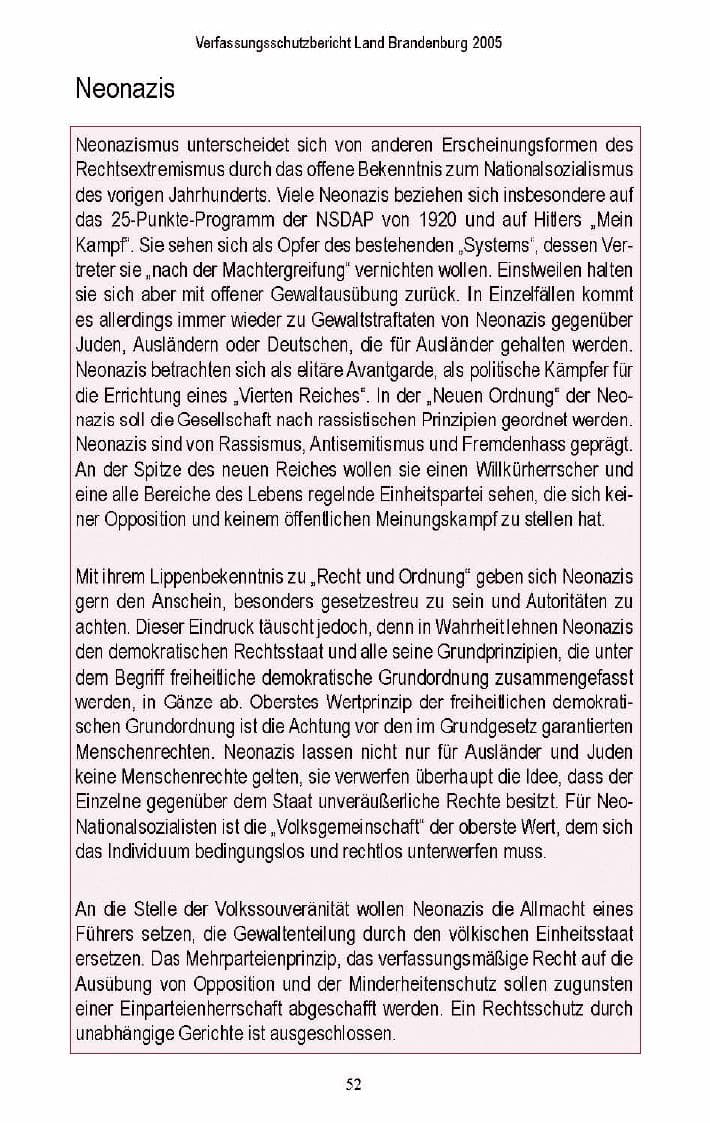 Seite 50 des Verfassungsschutzbericht 2005 Brandenburg