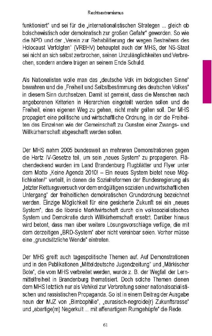 Seite 59 des Verfassungsschutzbericht 2005 Brandenburg