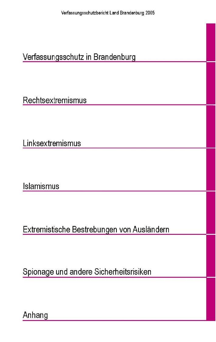 Seite 7 des Verfassungsschutzbericht 2005 Brandenburg