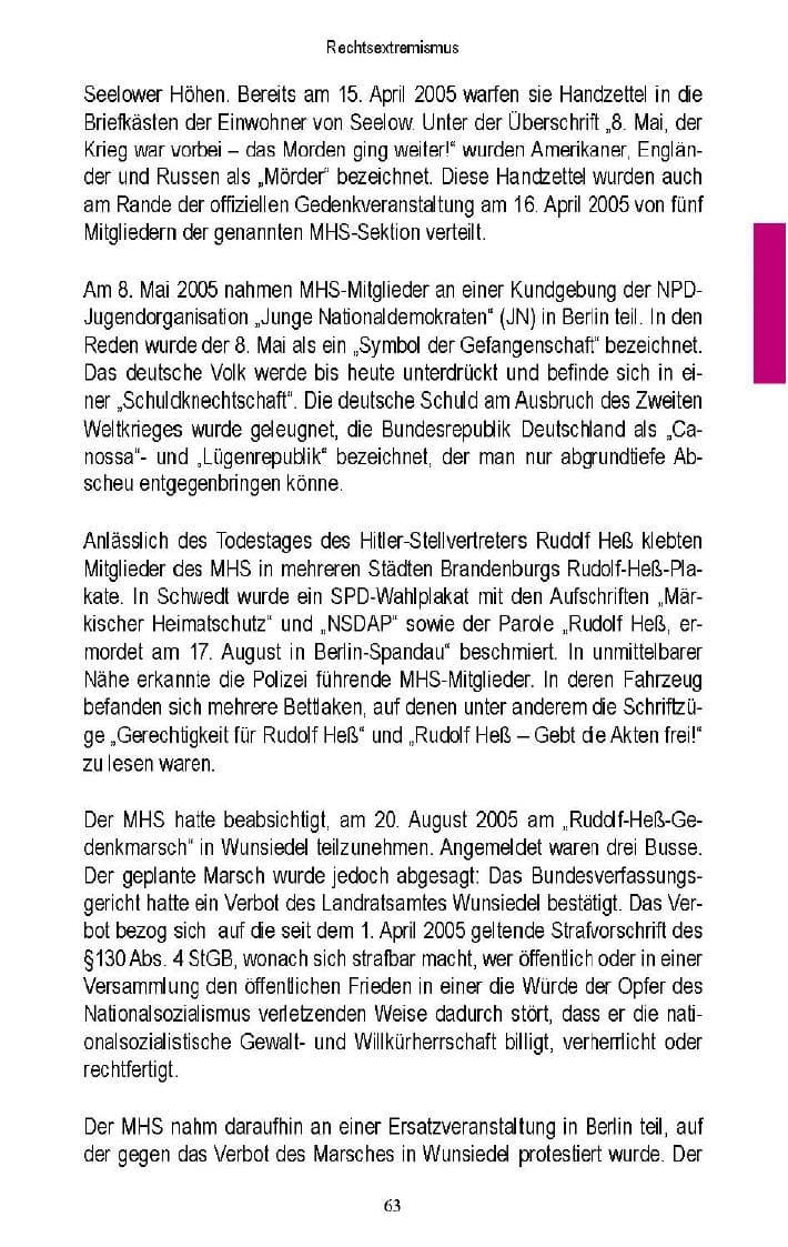 Seite 61 des Verfassungsschutzbericht 2005 Brandenburg