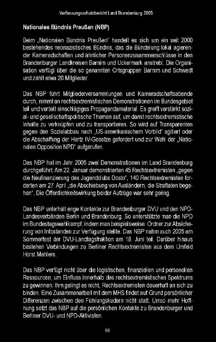 Seite 64 des Verfassungsschutzbericht 2005 Brandenburg