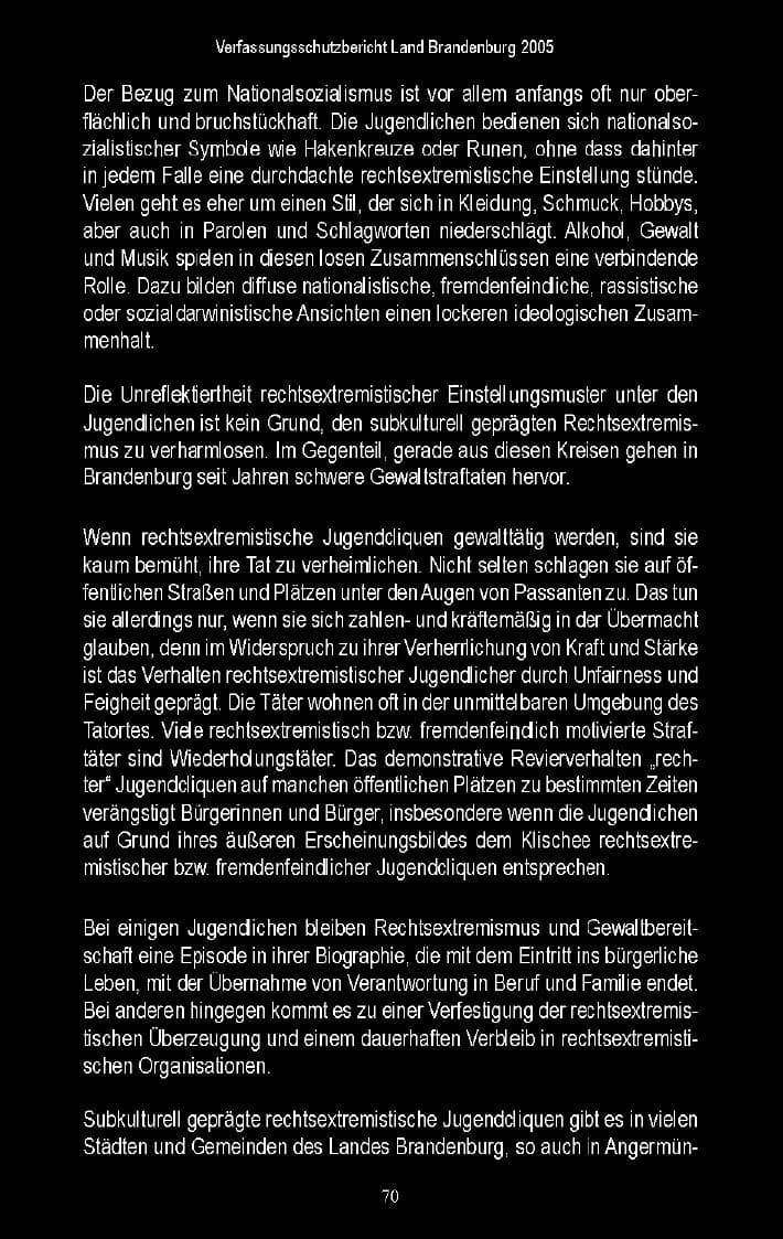 Seite 68 des Verfassungsschutzbericht 2005 Brandenburg
