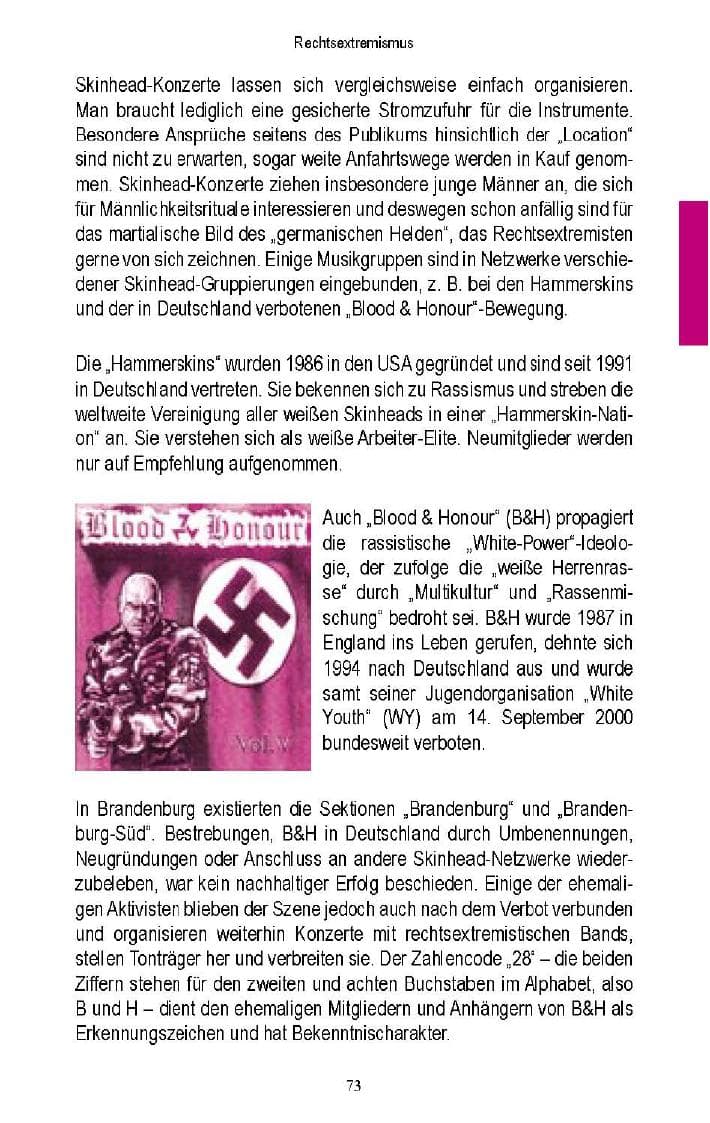 Seite 71 des Verfassungsschutzbericht 2005 Brandenburg