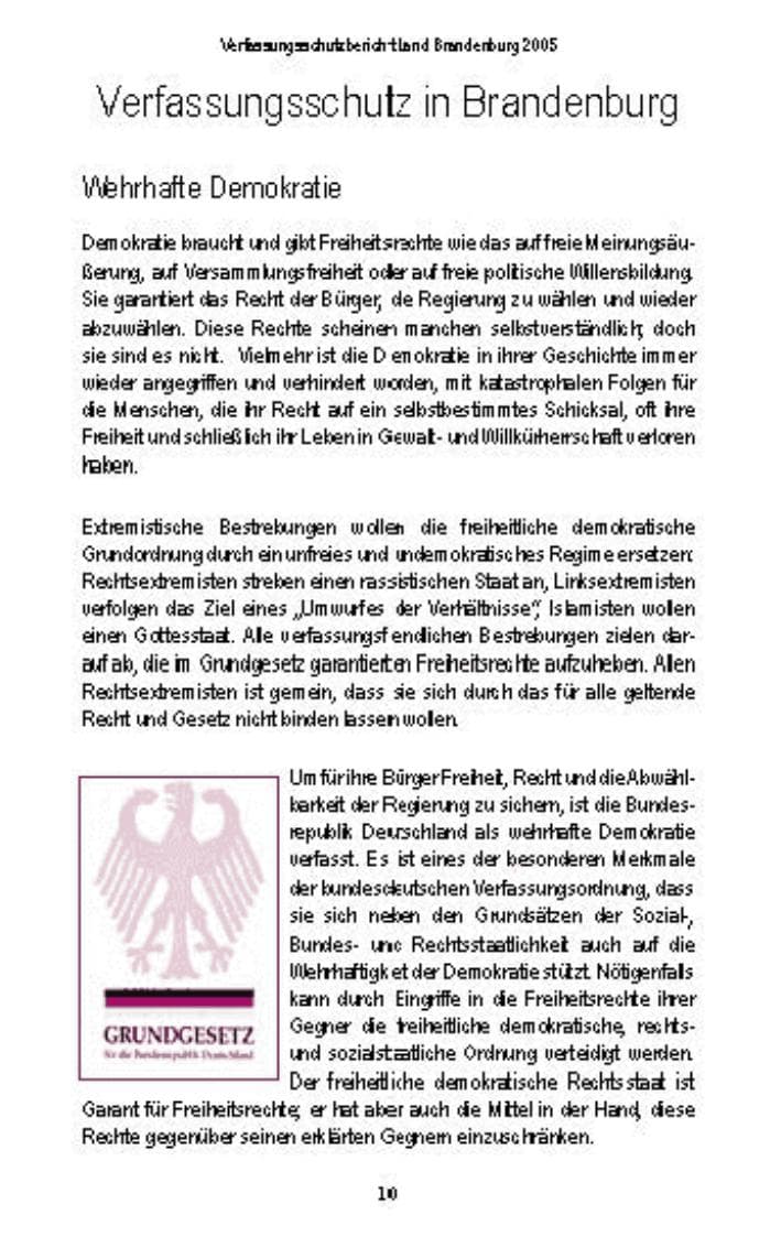 Seite 9 des Verfassungsschutzbericht 2005 Brandenburg