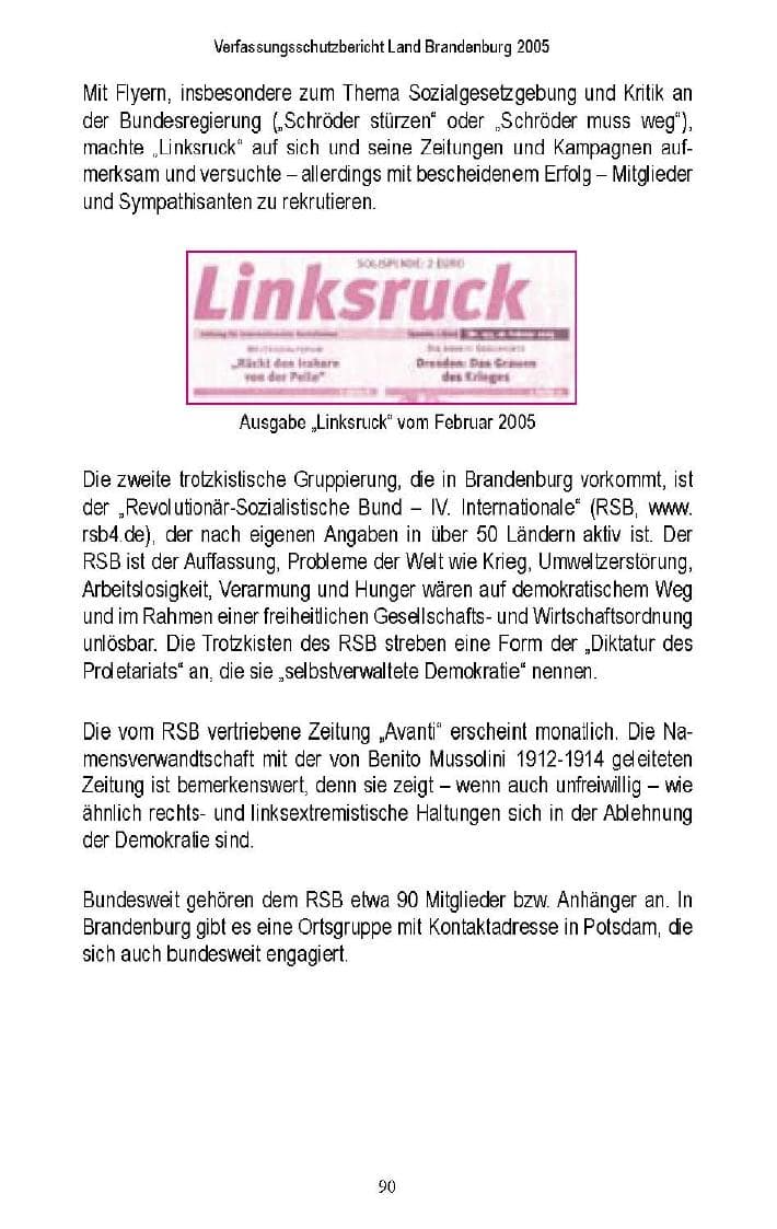 Seite 87 des Verfassungsschutzbericht 2005 Brandenburg