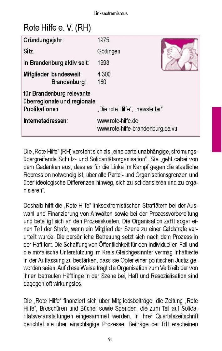Seite 88 des Verfassungsschutzbericht 2005 Brandenburg