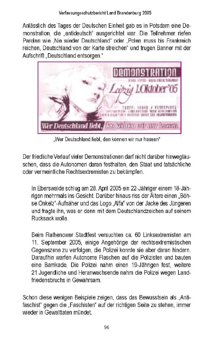 Seite 93 des Verfassungsschutzbericht 2005 Brandenburg