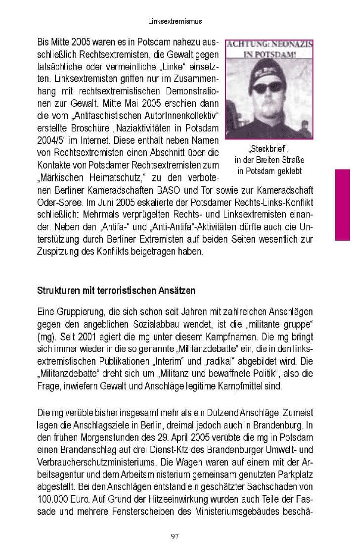 Seite 94 des Verfassungsschutzbericht 2005 Brandenburg