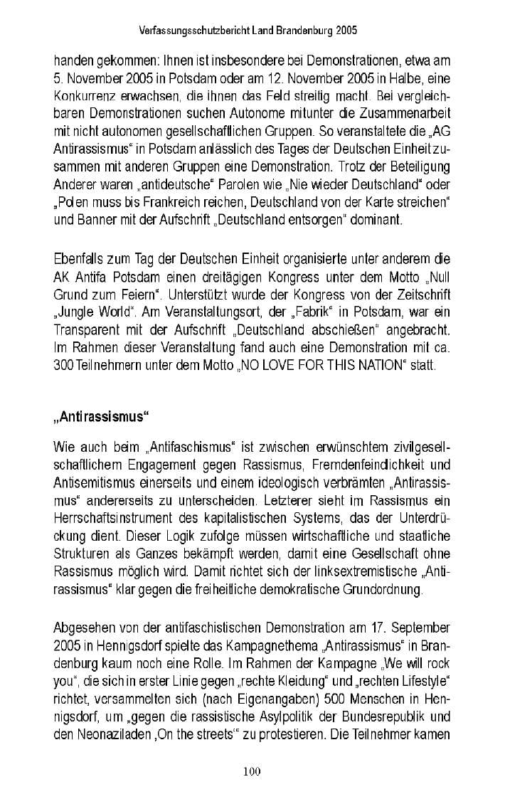 Seite 97 des Verfassungsschutzbericht 2005 Brandenburg