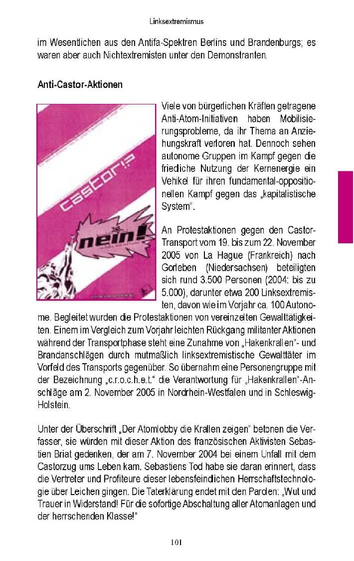 Seite 98 des Verfassungsschutzbericht 2005 Brandenburg
