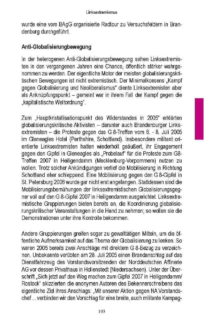 Seite 100 des Verfassungsschutzbericht 2005 Brandenburg