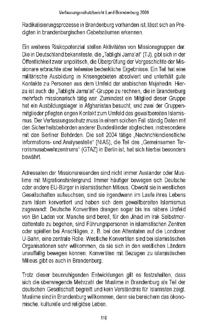 Seite 105 des Verfassungsschutzbericht 2006 Brandenburg