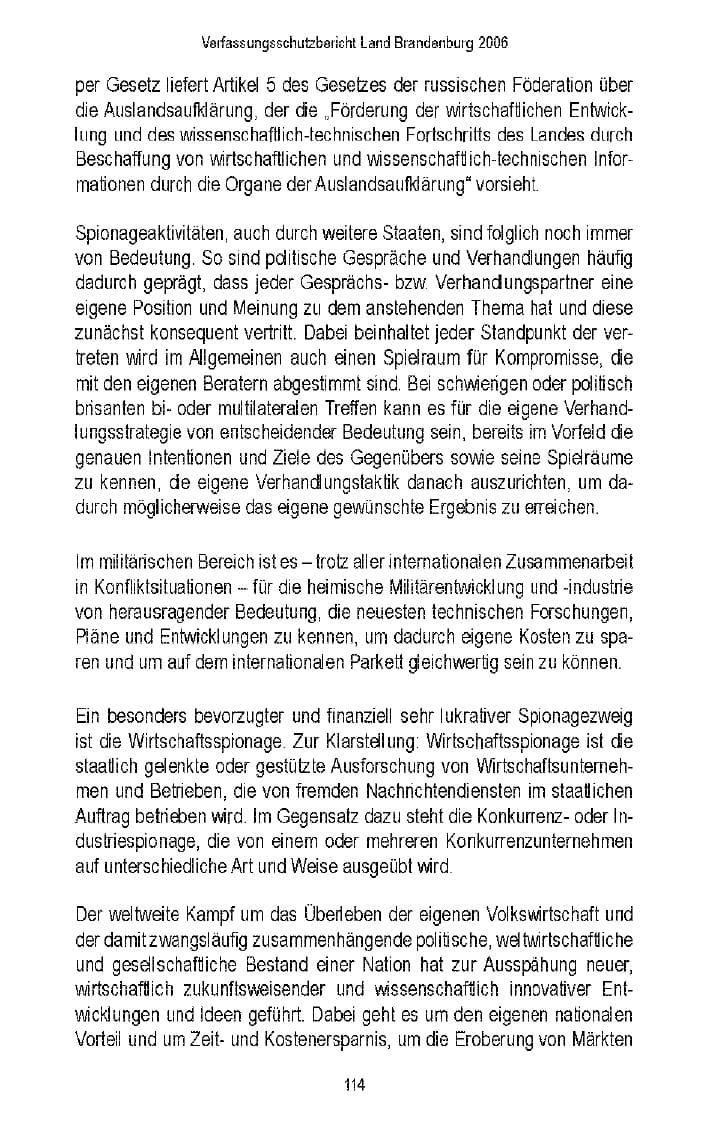 Seite 108 des Verfassungsschutzbericht 2006 Brandenburg