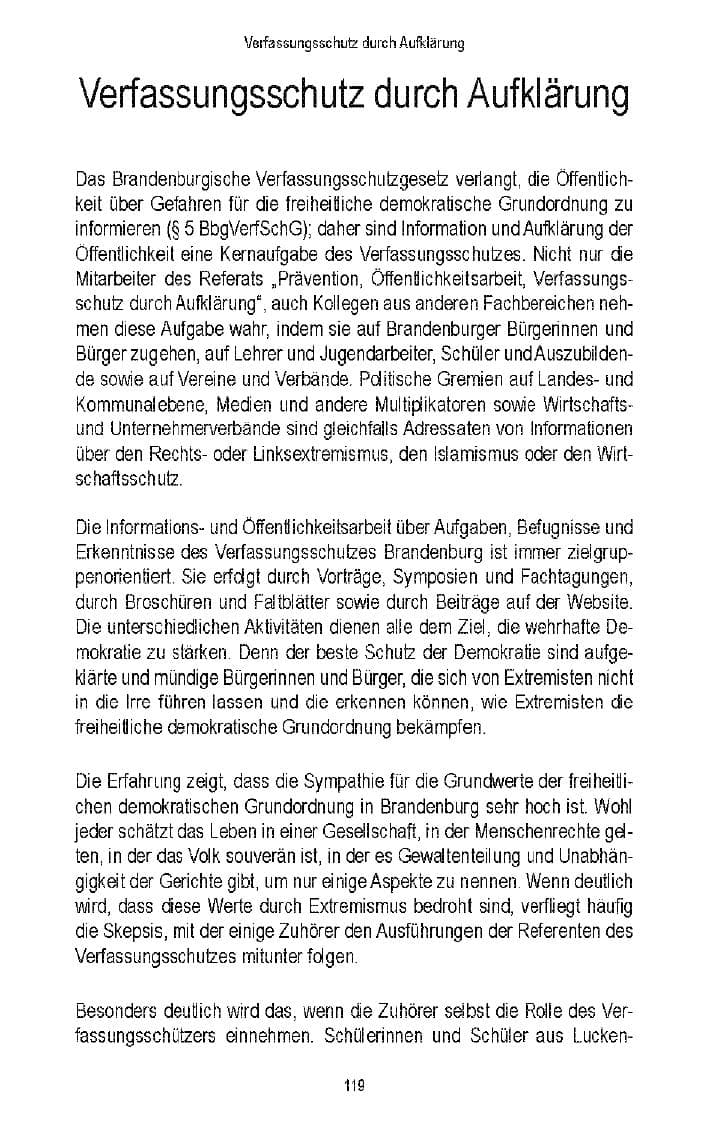 Seite 112 des Verfassungsschutzbericht 2006 Brandenburg