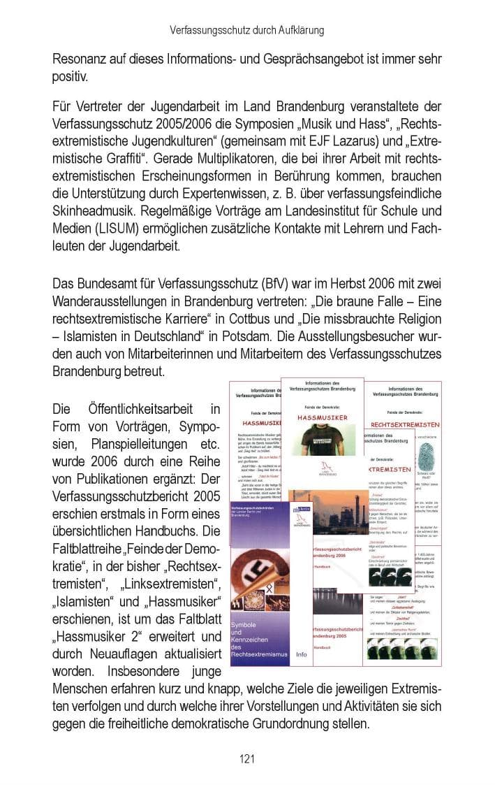 Seite 114 des Verfassungsschutzbericht 2006 Brandenburg