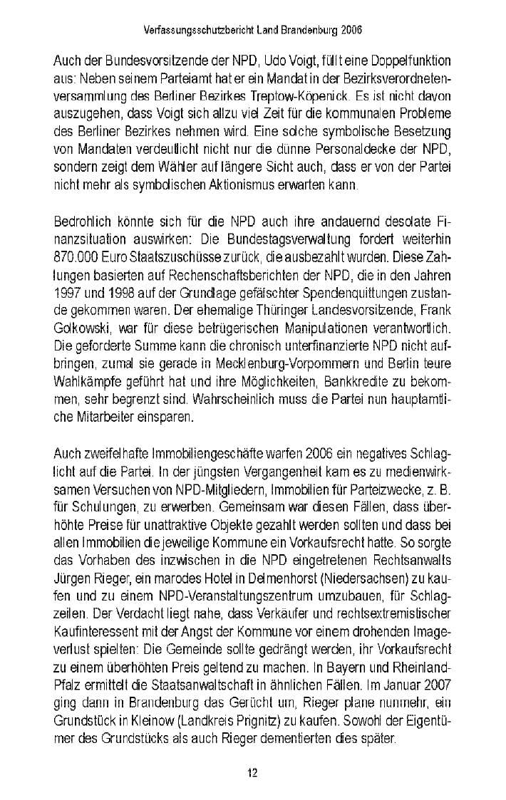 Seite 14 des Verfassungsschutzbericht 2006 Brandenburg