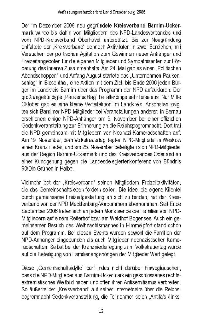 Seite 24 des Verfassungsschutzbericht 2006 Brandenburg