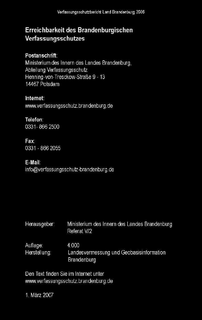 Seite 4 des Verfassungsschutzbericht 2006 Brandenburg