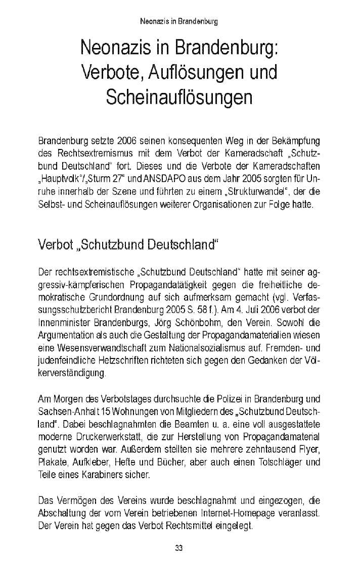 Seite 34 des Verfassungsschutzbericht 2006 Brandenburg