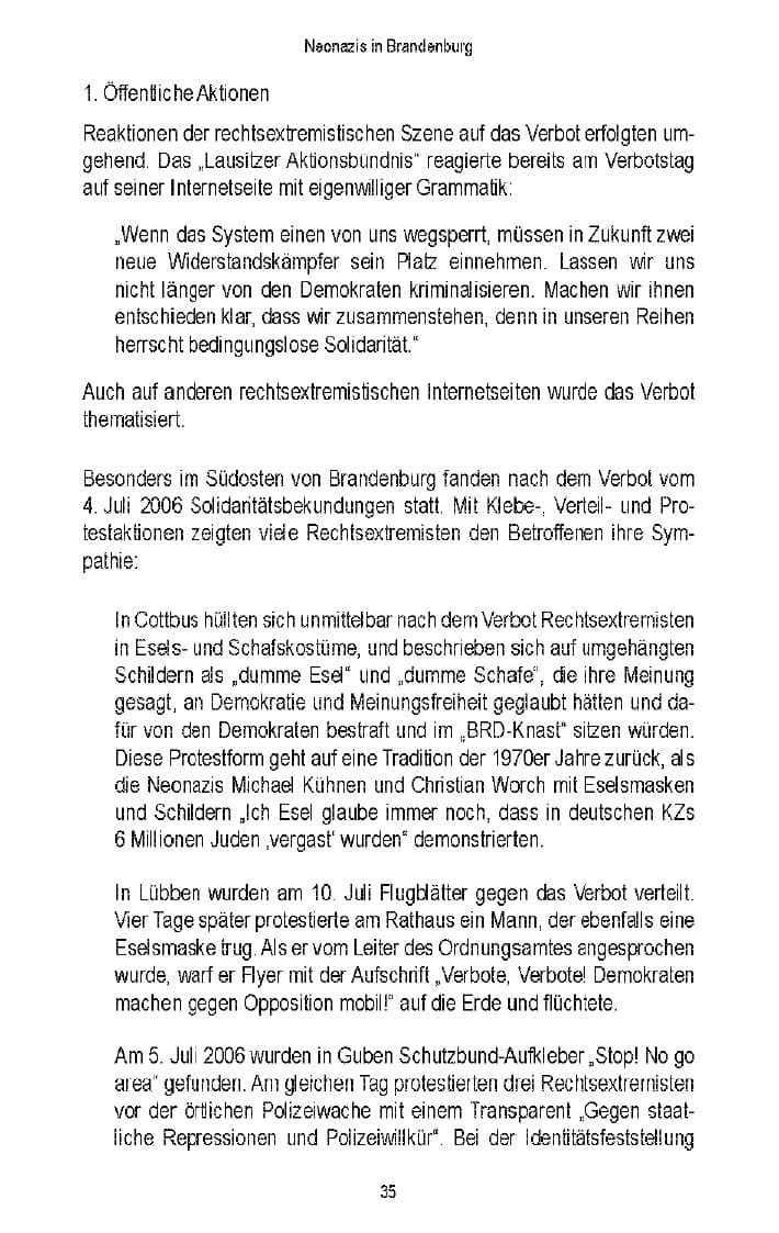 Seite 36 des Verfassungsschutzbericht 2006 Brandenburg