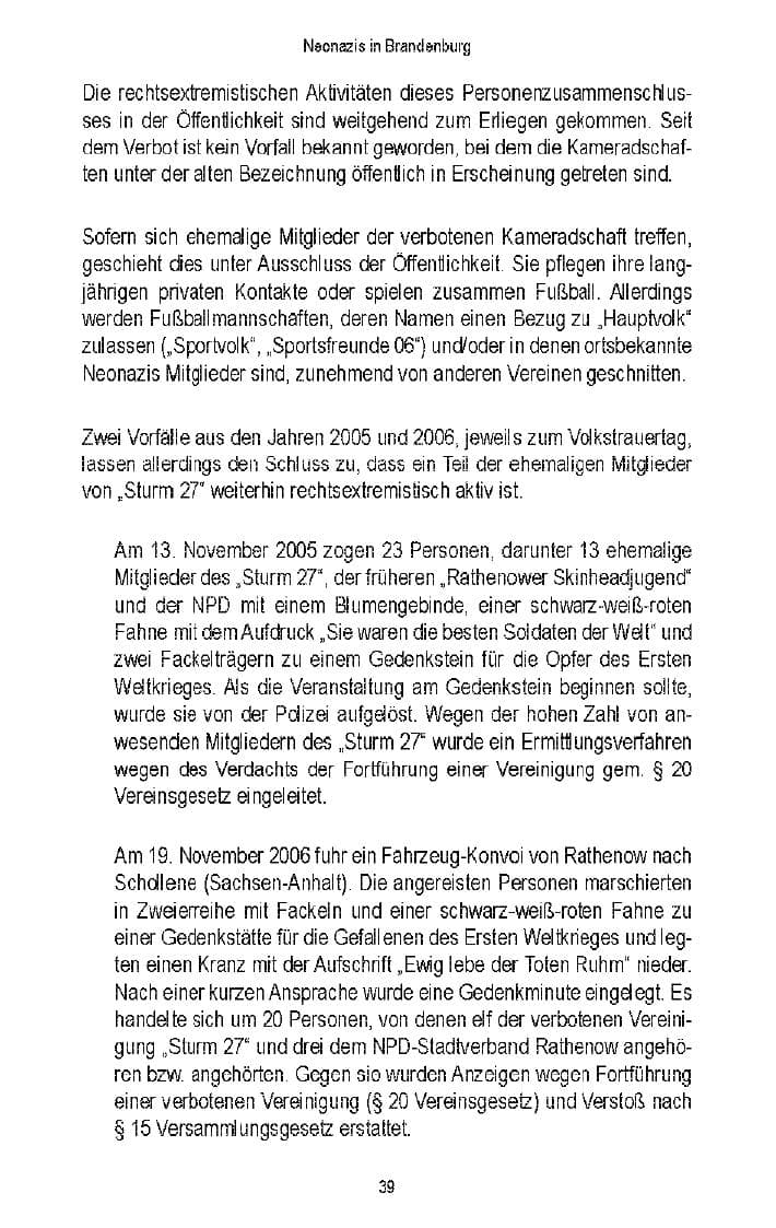 Seite 40 des Verfassungsschutzbericht 2006 Brandenburg