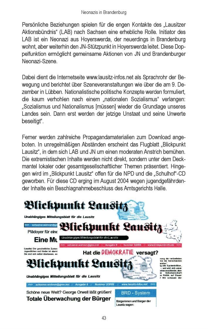 Seite 44 des Verfassungsschutzbericht 2006 Brandenburg