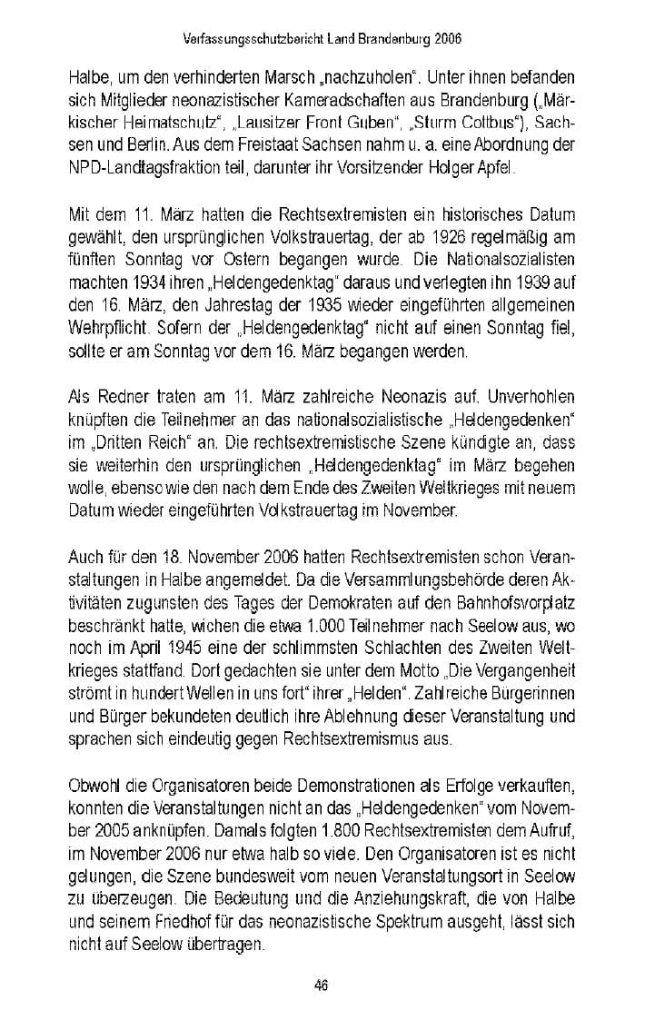 Seite 47 des Verfassungsschutzbericht 2006 Brandenburg
