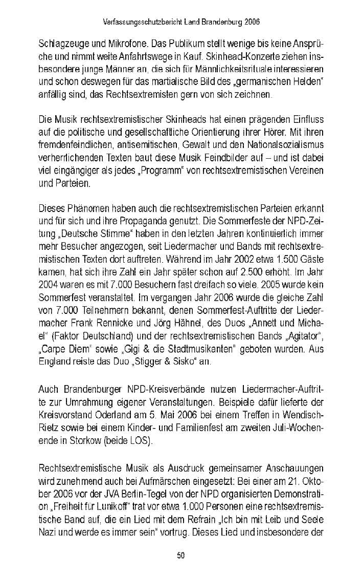 Seite 50 des Verfassungsschutzbericht 2006 Brandenburg