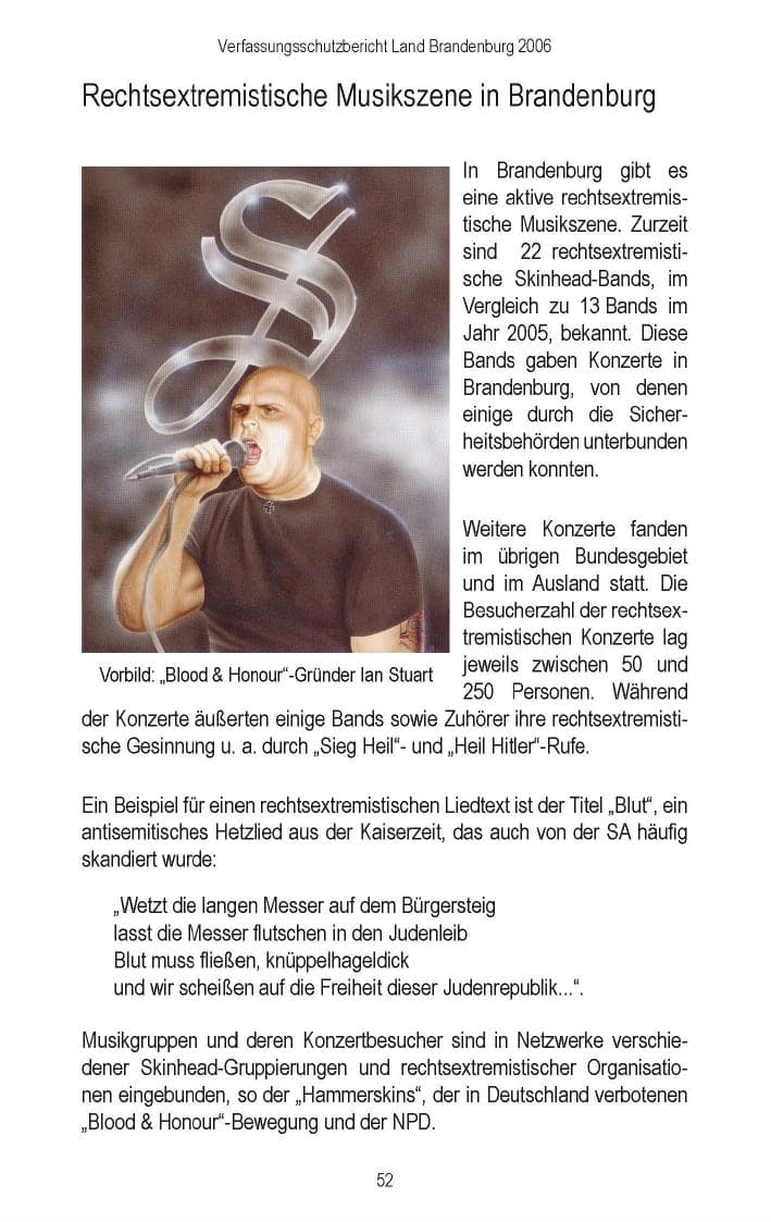 Seite 52 des Verfassungsschutzbericht 2006 Brandenburg