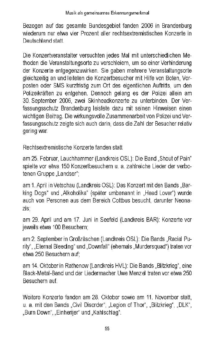 Seite 55 des Verfassungsschutzbericht 2006 Brandenburg