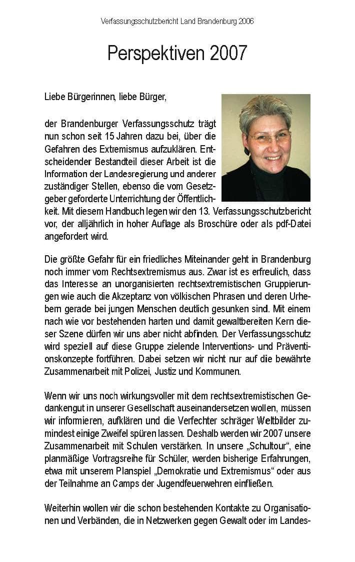 Seite 7 des Verfassungsschutzbericht 2006 Brandenburg
