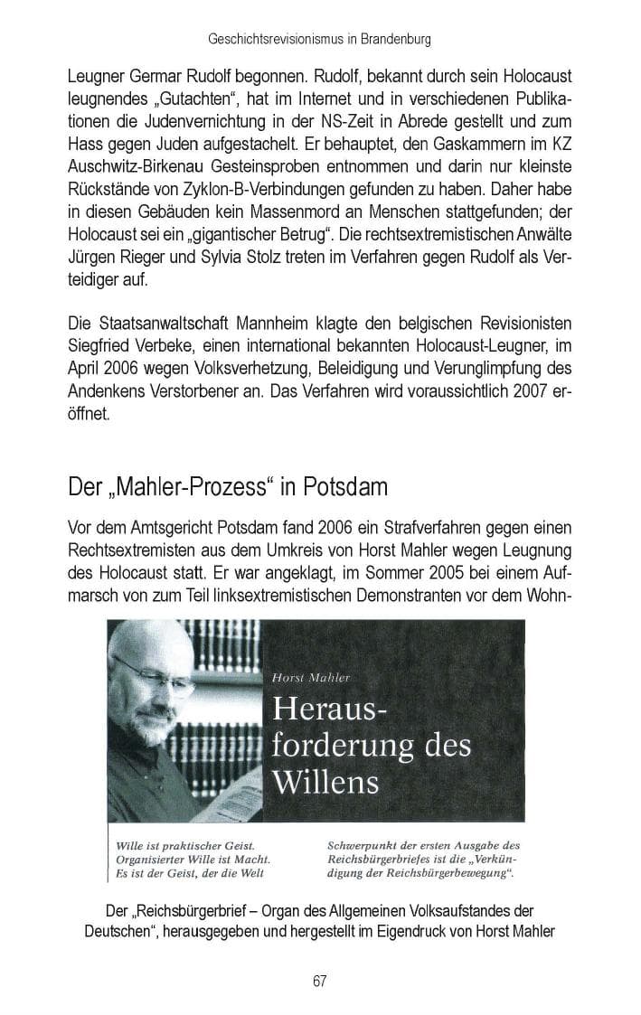 Seite 66 des Verfassungsschutzbericht 2006 Brandenburg