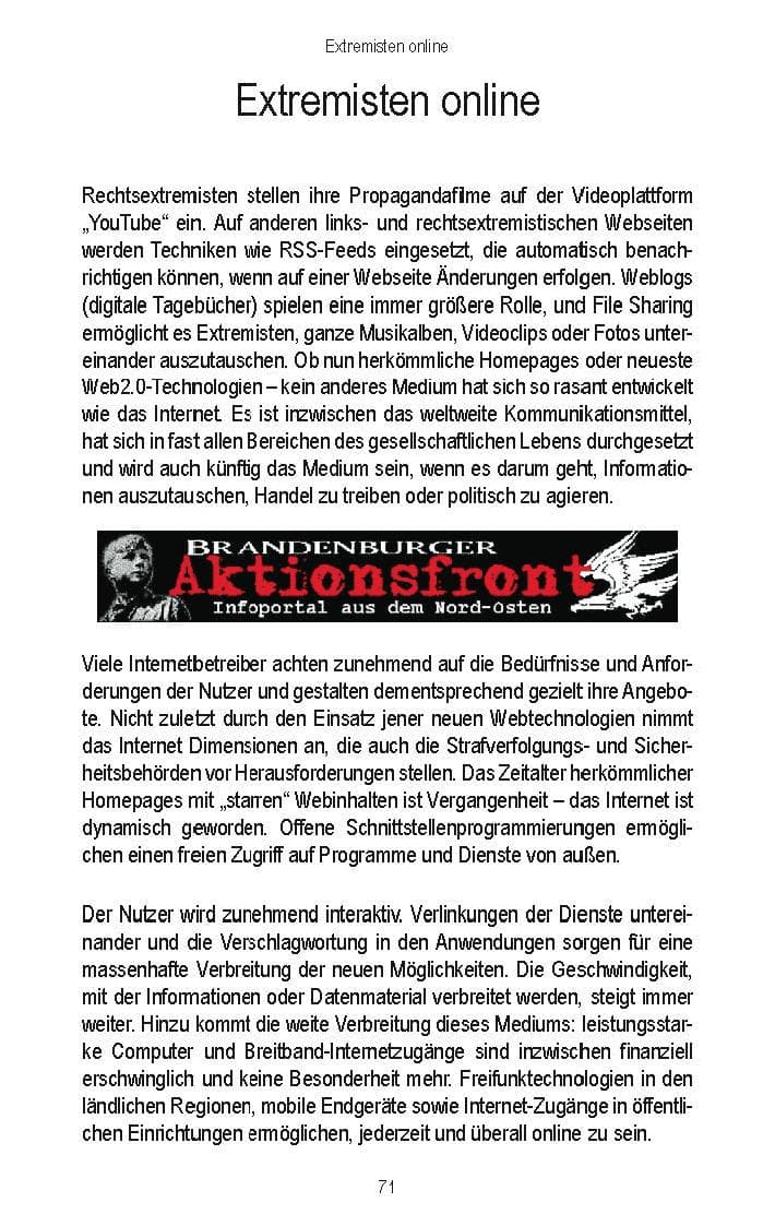 Seite 69 des Verfassungsschutzbericht 2006 Brandenburg