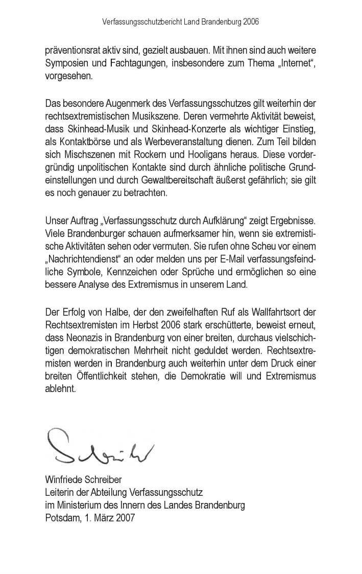 Seite 8 des Verfassungsschutzbericht 2006 Brandenburg