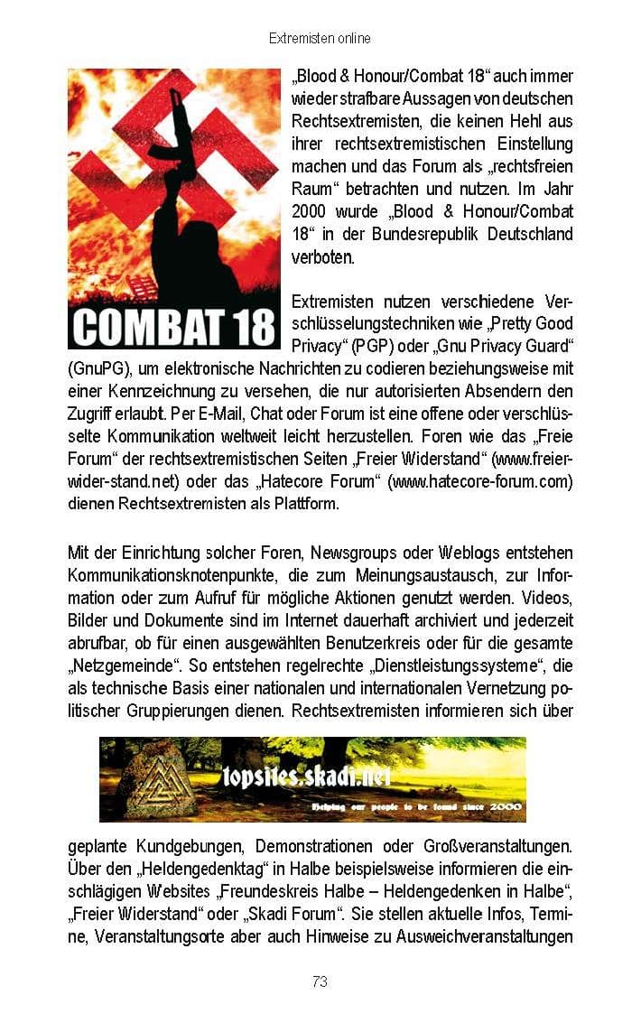 Seite 71 des Verfassungsschutzbericht 2006 Brandenburg
