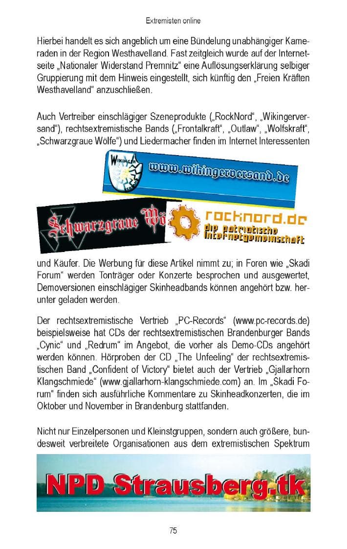 Seite 73 des Verfassungsschutzbericht 2006 Brandenburg